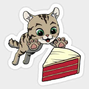Highlander Cat excited to eat Red Velvet Cake Sticker